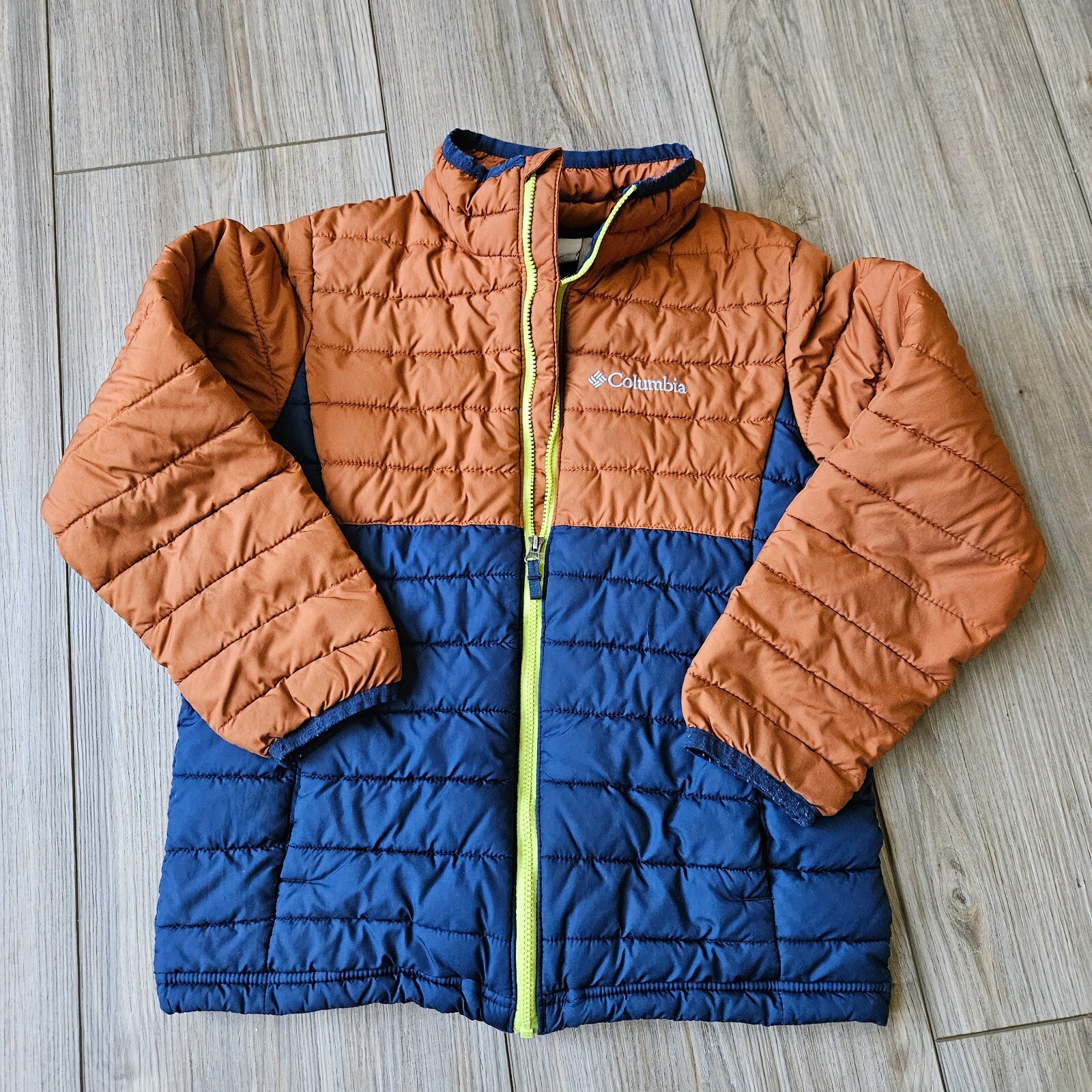 Columbia Boys' Youth Powder Lite Jacket Size Medium Blue and Orange