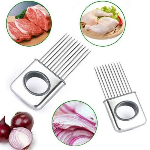 Onion Holder Slicer Vegetable tools Tomato Cutter Stainless Steel Kitchen Gadget