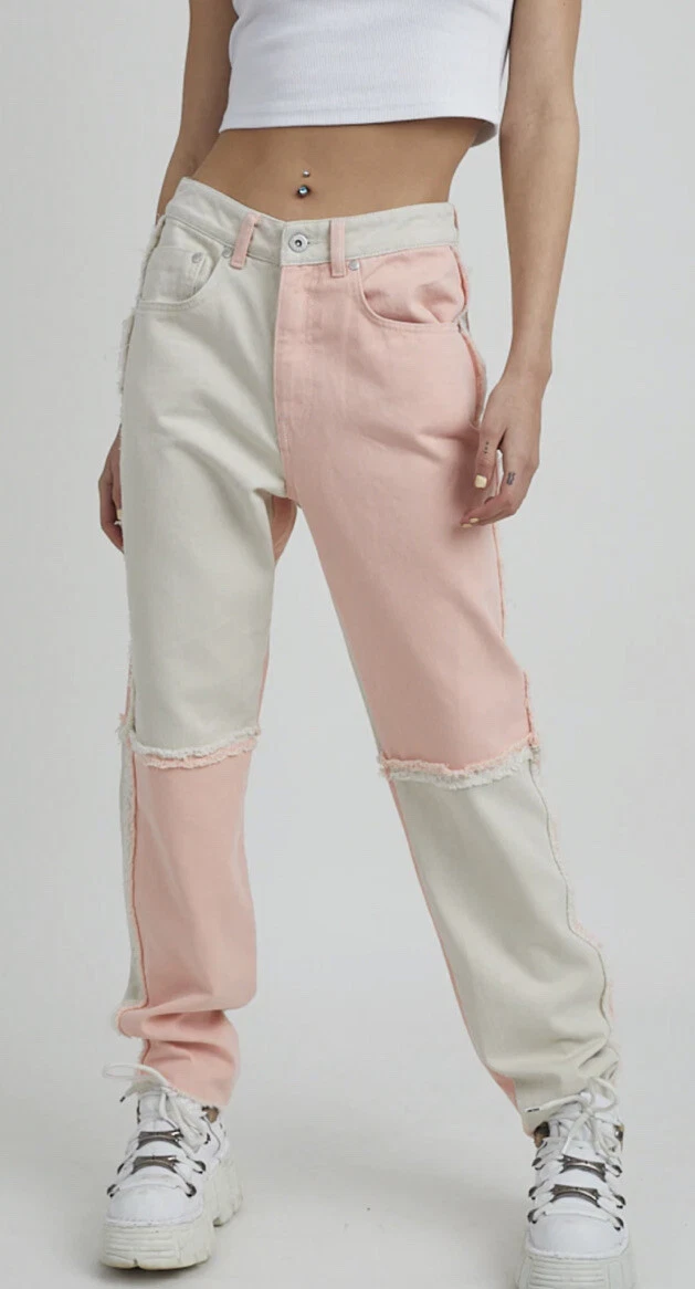 The Ragged Priest Womens Equilibrium Mom Jeans Pink Beige Size 32