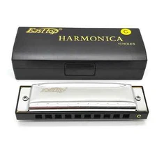 EASTTOP Harmonica for Beginners Key of C 10 Holes Harp Diatonic Blues Harmonica