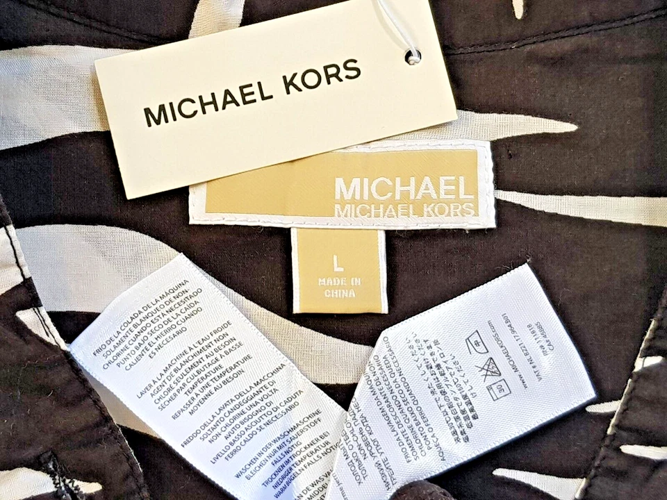 MICHAEL KORS Mujer Blanco y Negro S/S TÚNICA CAMISERO VESTIDO Camisa - L - PVP £145 Foto 3 de 4