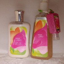 Bath Body Works SWEET PEA Deep Cleansing Hand AB Soap 8oz +Pocket Bac LOTION LOT