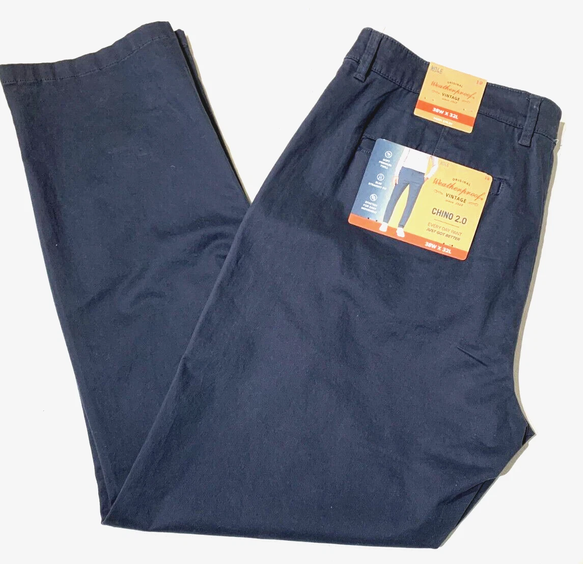 NWT Weatherproof Vintage Mens Chino 2.0 Slim Straight Fit Stretch Pacific Ocean