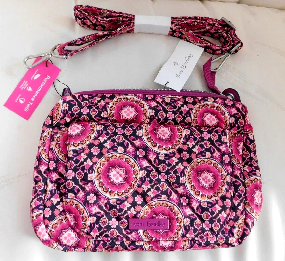 VERA BRADLEY Carson Mini Shoulder Bag Crossbody - Raspberry Medallion Twill  NWT