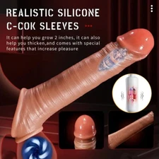 Male Cock-Girth-Enlarger-Enhancer-Big Penis-Extension-Extender-Sheath-Sleeve Men