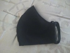 NEW WASHABLE REUSABLE DOUBLE LAYERED SOFT STRETCH BLACK FACE MASK USA MEDIUM