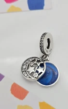 Authentic Pandora Silver Vintage Night Sky Pendant Dangle Charm