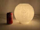 8" Antique Vtg Milk Glass Ball Oil Lamp Shade Globe GWTW Puffy Roses White 4"Fit