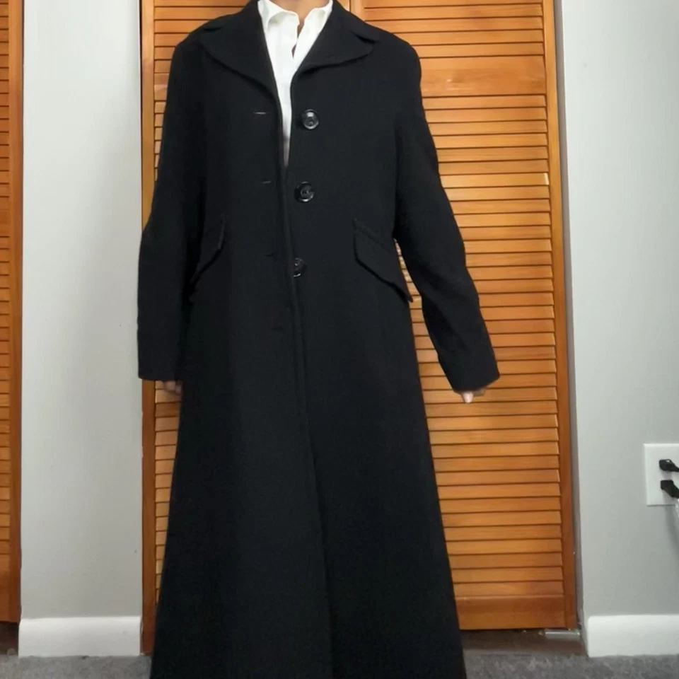 Vintage Kristen Blake Black Long Wool Black Trench Coat Women’s Size 14 - Image 2 of 4