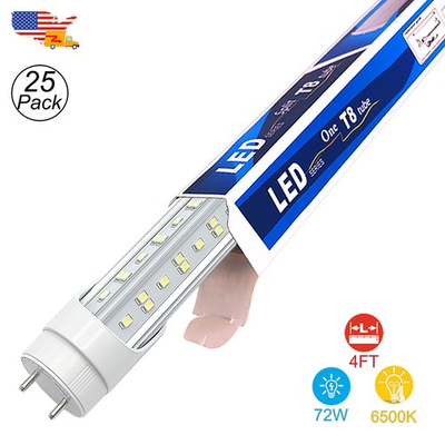 #ad 25Pack T8 4Ft Led Bulbs Ballast Bypass Low RF 4#x27; Led Shop Lights 72W 6500 K Lamp $229.99