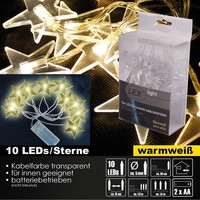 10Er Led Sterne Lichterkette Batteriekette Beleuchtung Deko Warmweiß