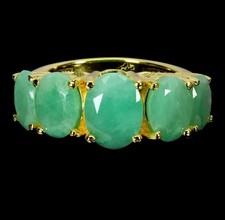 Emerald Ring Hand Made Sterling Silver 925 Yellow Gold Plated