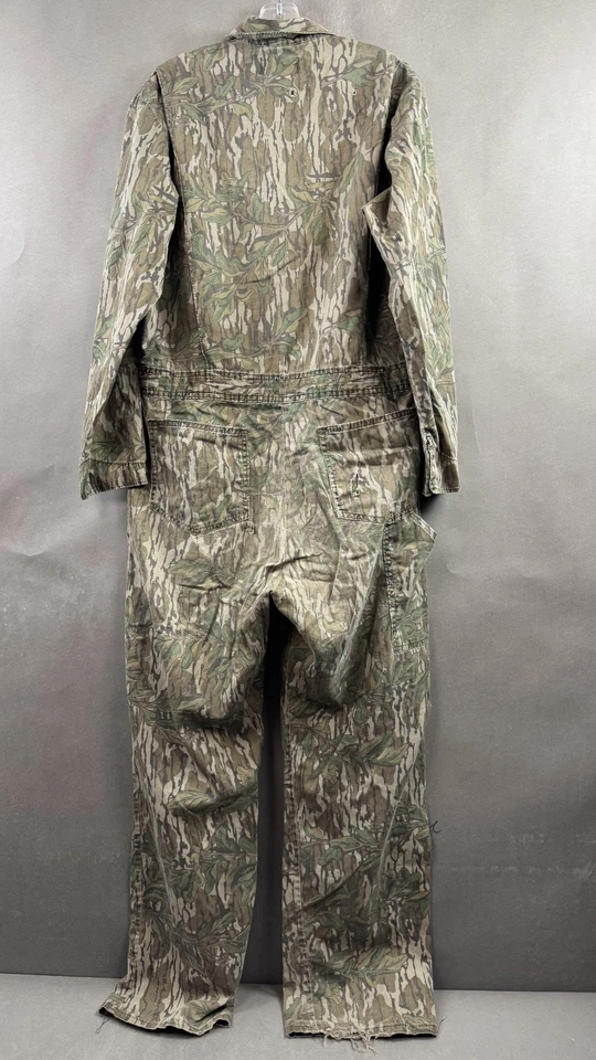 Vintage Mossy Oak Coveralls Mens Medium Original Camo Made USA Talon Green Leaf - Image 3 of 4