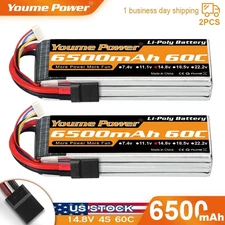 2pcs 4S 6500mAh 14.8V 80C LiPO Battery for RC Traxxas Car Truck Buggy Racing