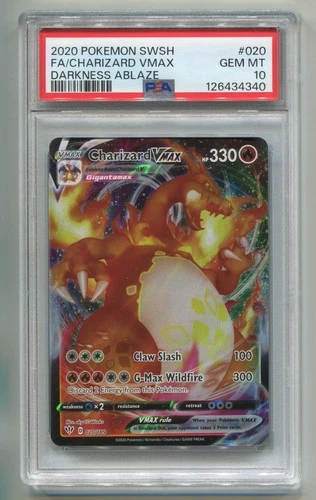 2020 POKEMON TCG SWSH DARKNESS ABLAZE CHARIZARD VMAX 020/189 FULL ART PSA 10 A