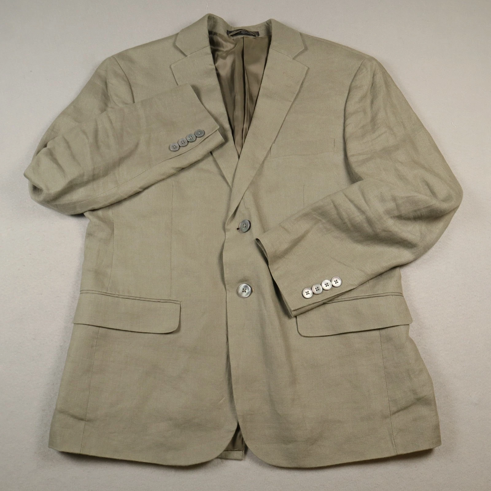 Lauren Ralph Lauren Blazer Mens 38S Khaki Two Button 100% Linen Sport Coat