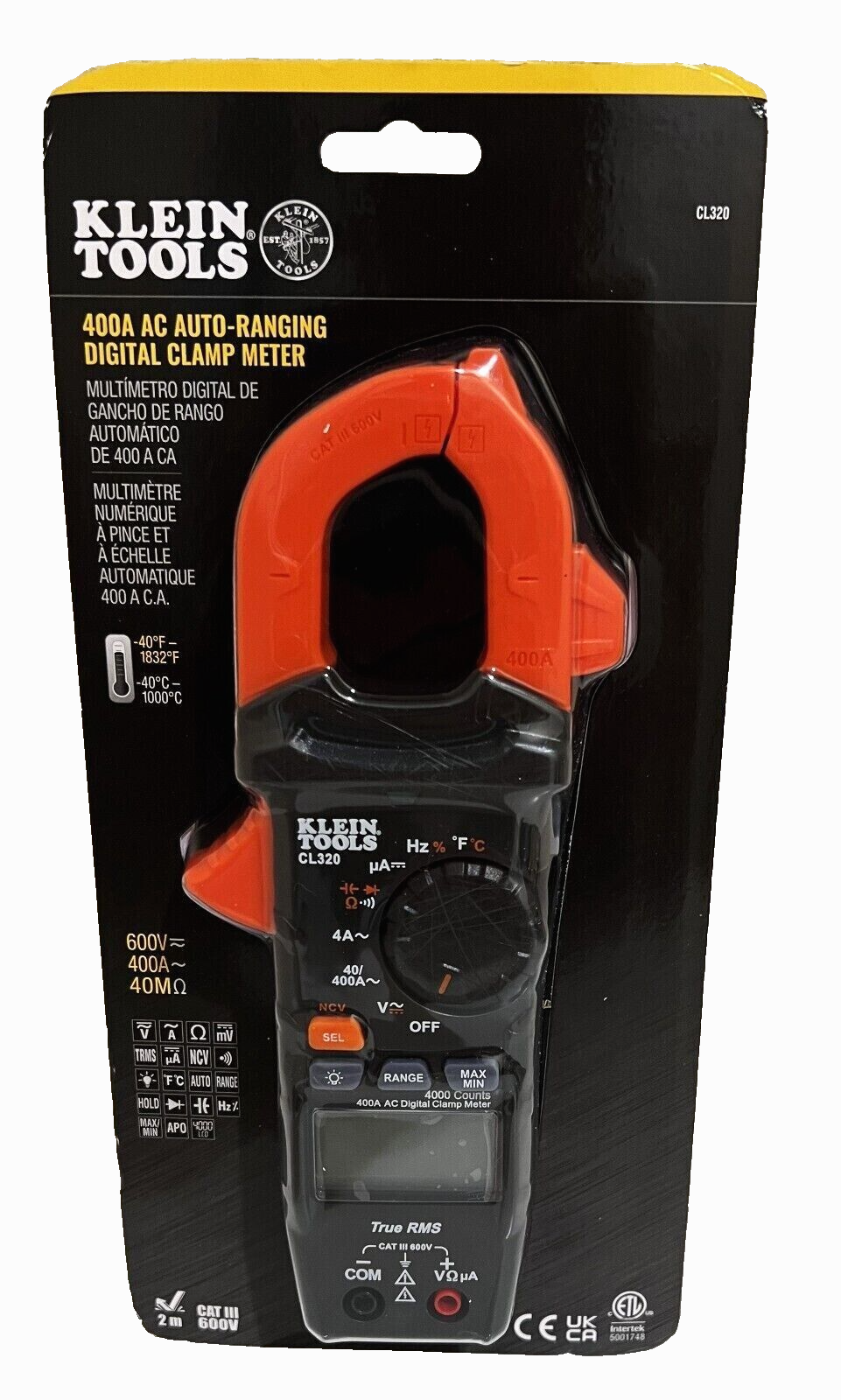 New Klein Tools 400A AC AutoRanging Digital Clamp Meter CL320 eBay