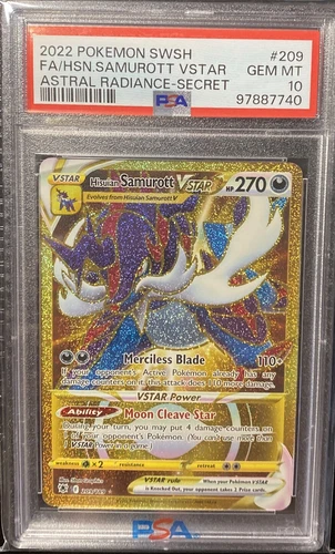Hisuian Samurott Gold VSTAR (Secret) 209/189 Pokémon Astral Radiance PSA 10