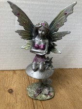 Metal Fairy Sat On Toadstool,figure,Fairy Ornament,bejewelled