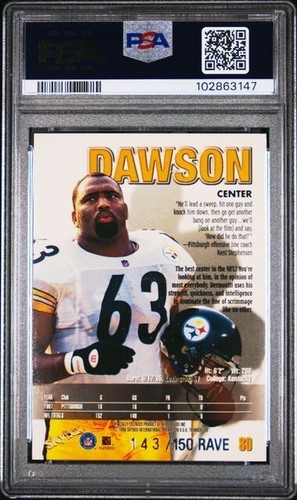 1998 Skybox Thunder DERMONTTI DAWSON Steelers HOF RAVE 143/150 PSA 7 Total Pop 1 - Picture 2 of 2