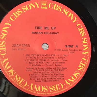 USA FIRE ME UP 28AP-3020 帯付 e644y162 ROMAN HOLLIDAY Fire Me Up JAPAN LP 28AP2953 w/OBI+INSERT+Opened