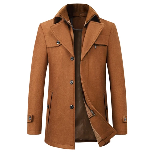 Mens Trench Coat Wool Blend Jacket Overcoat Business Winter Coat Warm Pea Coat - Bild 14 von 21