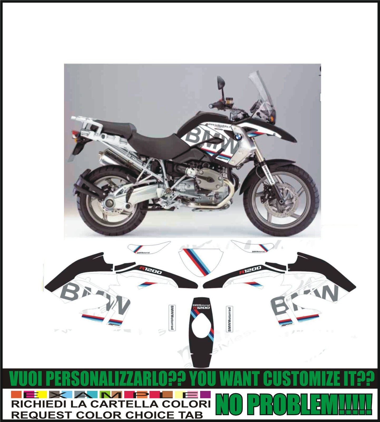 kit adesivi stickers compatibili r 1200 gs bmw motorrad replica 2008 2012 Oryginalna gwarancja, tanio