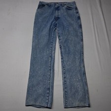 Vtg Sierra Ridge Wrangler 36x38 Bootcut Light Acid Washed USA Made Denim Jeans