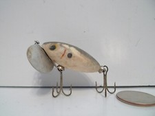Arbogast Jitterbug 2" topwater crankbait lure White w/ GREY SCALE Spot !!!