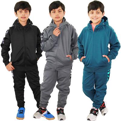 Kids Boys Girls Tracksuit Camouflage Panelled Hooded Top & Bottom Jogging Suits - Foto 2