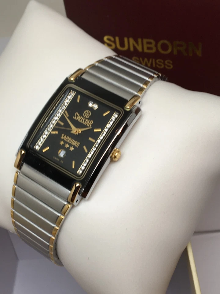 Reloj Swistar 959583m Hombre Precisión Cuarzo Esfera Negra y Dos Tonos Plateado Foto 3 de 4