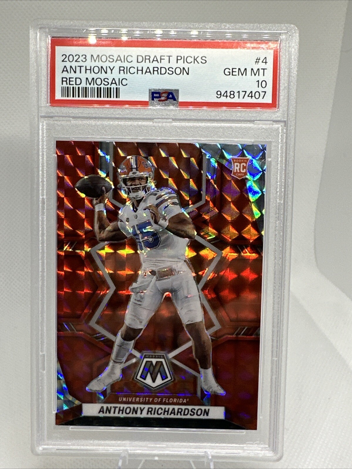 2023 Mosaic Draft Picks - Red #74/99 - Anthony Richardson RC - PSA 10 - Colts