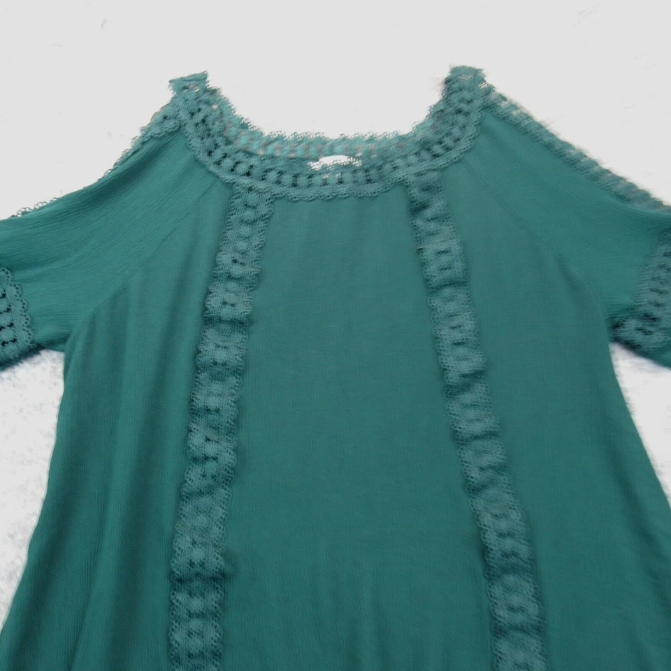 Camisa pulóver informal Valerie Stevens para mujer 2X verde manga larga ganchillo Foto 2 de 4