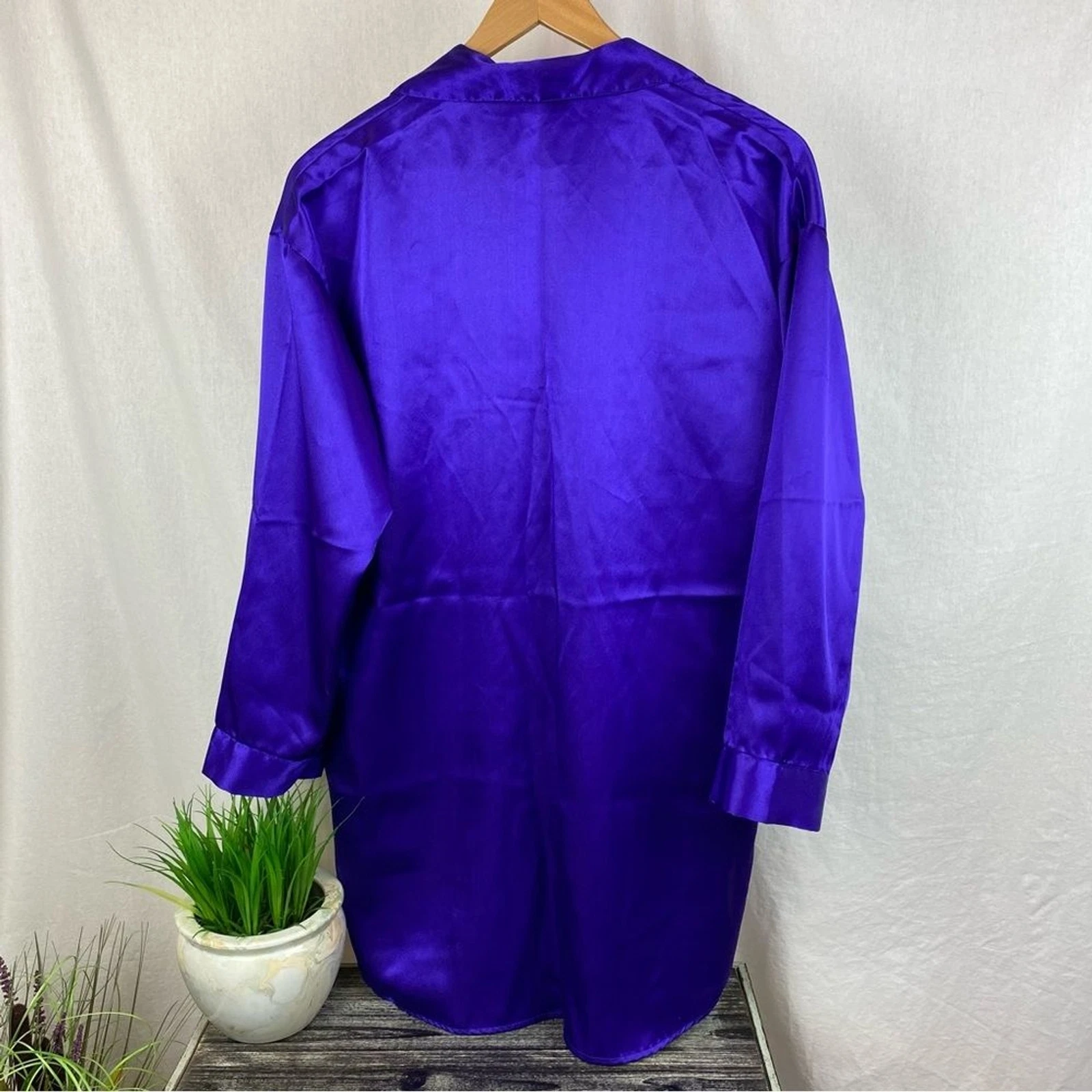 UNDERCOVER Abito camicia da notte VS vintage in raso viola manica lunga con bottoni M