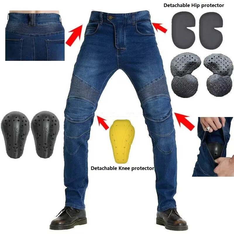 Jeans brodés pour homme idéal en pantalon de moto pour les balades et trajets urbains