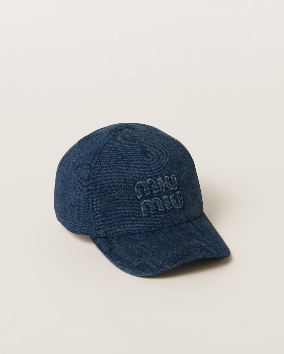 Brand New Miu Miu logo-embroidered denim baseball cap with