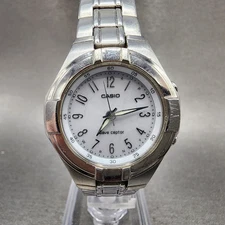 Casio Waveceptor Watch Women 30mm White Dial Silver Tone Date Round Runs LWQ-150