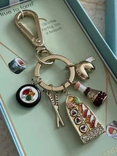 True To Form Sushi, Chopsticks, Soy Sauce & Fortune Cookie Bag Charm Or Keychain