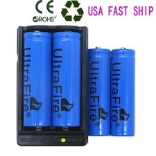 USA 4PCS Batter.y 3.7V Rechargeable Batter.y 1pcs Charger For 18mm 65mm Batter.y