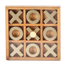 Mainstays Decorative Gold and Wood Tabletop Tic Tac Toe Tabletop Set
