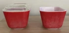 2 Vintage PYREX RED Refrigerator Dishes 501-B With 1 LID 501-C Ribbed VTG Top