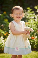 Vintage Baby Dress with Duck Appliqu Girls 24 months poplin 1970 s Classic 2T