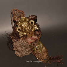 Collect Antique Nepalese Pure Copper Dragon Beast Face Hanging Cloth Ornaments