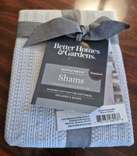 2 NEW Better Homes  Gardens Pillow Shams Spa Blue Waffle Weave Cotton 20x28