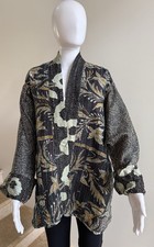 100 Silk Reversible Kantha Jacket, One Size