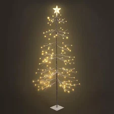 6 Ft. Brown Pre-Lit LED Flocked Bare Branch Artificial Christmas Tree with 144 W