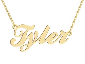 Authentic Dancing Wolf 18k Gold Plated Tyler Name Necklace Nameplate Neckl