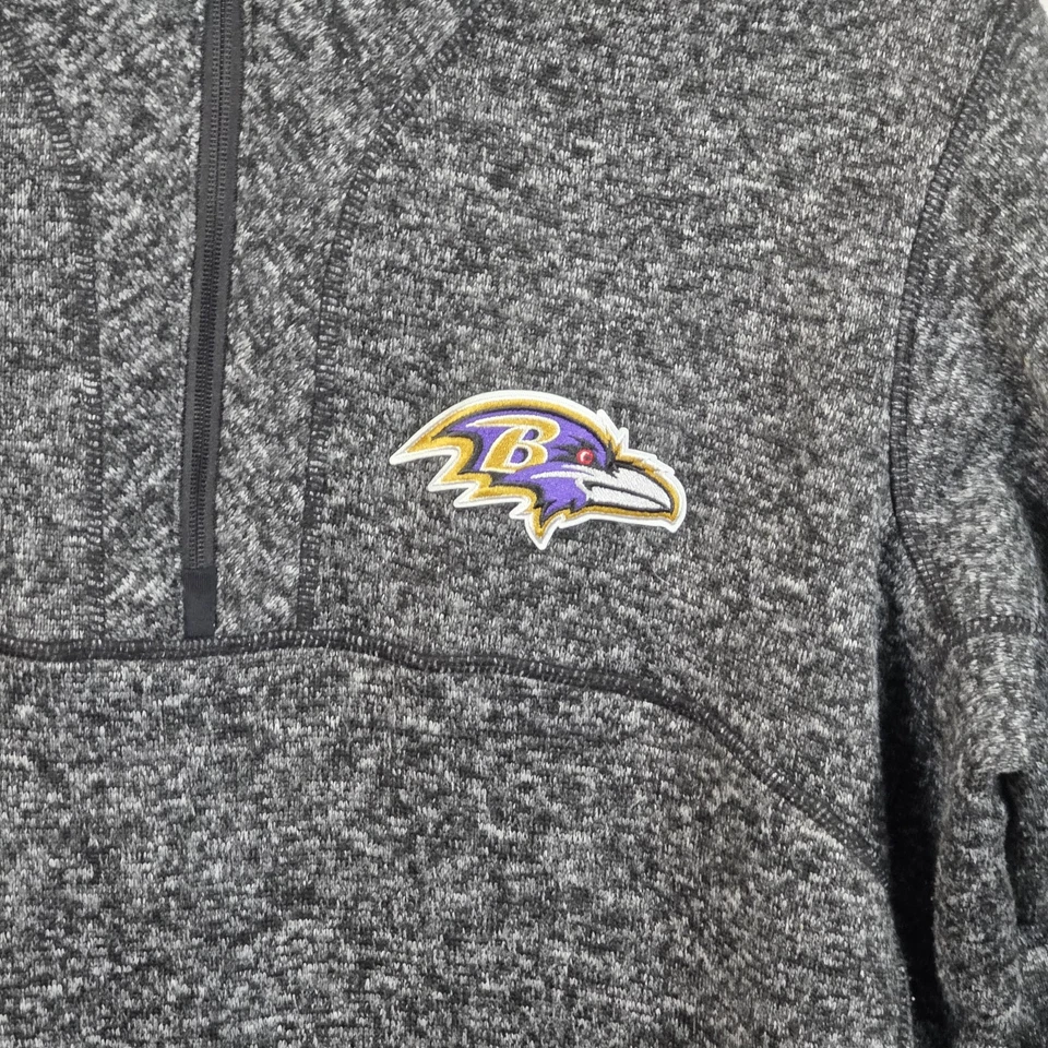 Antigua 男式 XL 灰色巴尔的摩乌鸦队 1/4 拉链套衫夹克 — 第 2/4 张图片