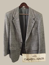 Vintage USA Made Camel Hair Blazer 42R Glen Plaid Sport Coat Pincus Brothers