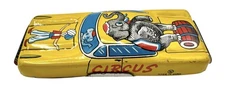 Vintage Tin Litho Circus Clown Car Car Toy Yellow Elephant Plastic Made in Japan